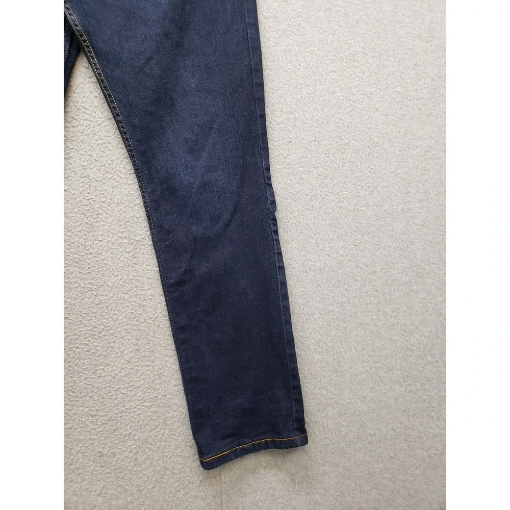 Levis Men Denim Jeans 32 Blue Logo Button 5 Pockets Mid Rise Stretched Outdoor